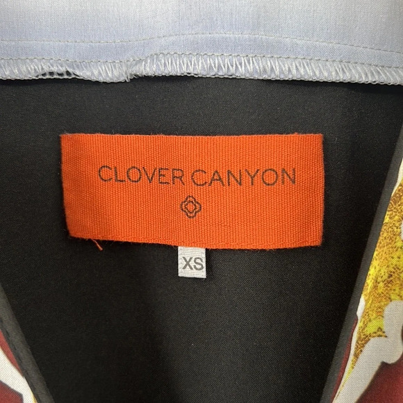 Clover Canyon Dress Womens XS Red Blue Printed Bubble Sleeve Mini V Neck - Picture 4 of 11